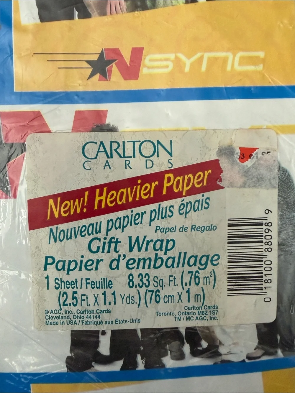 NWT N’Sync Gift Wrapping Paper Rare Vintage 8.33 Square Feet.